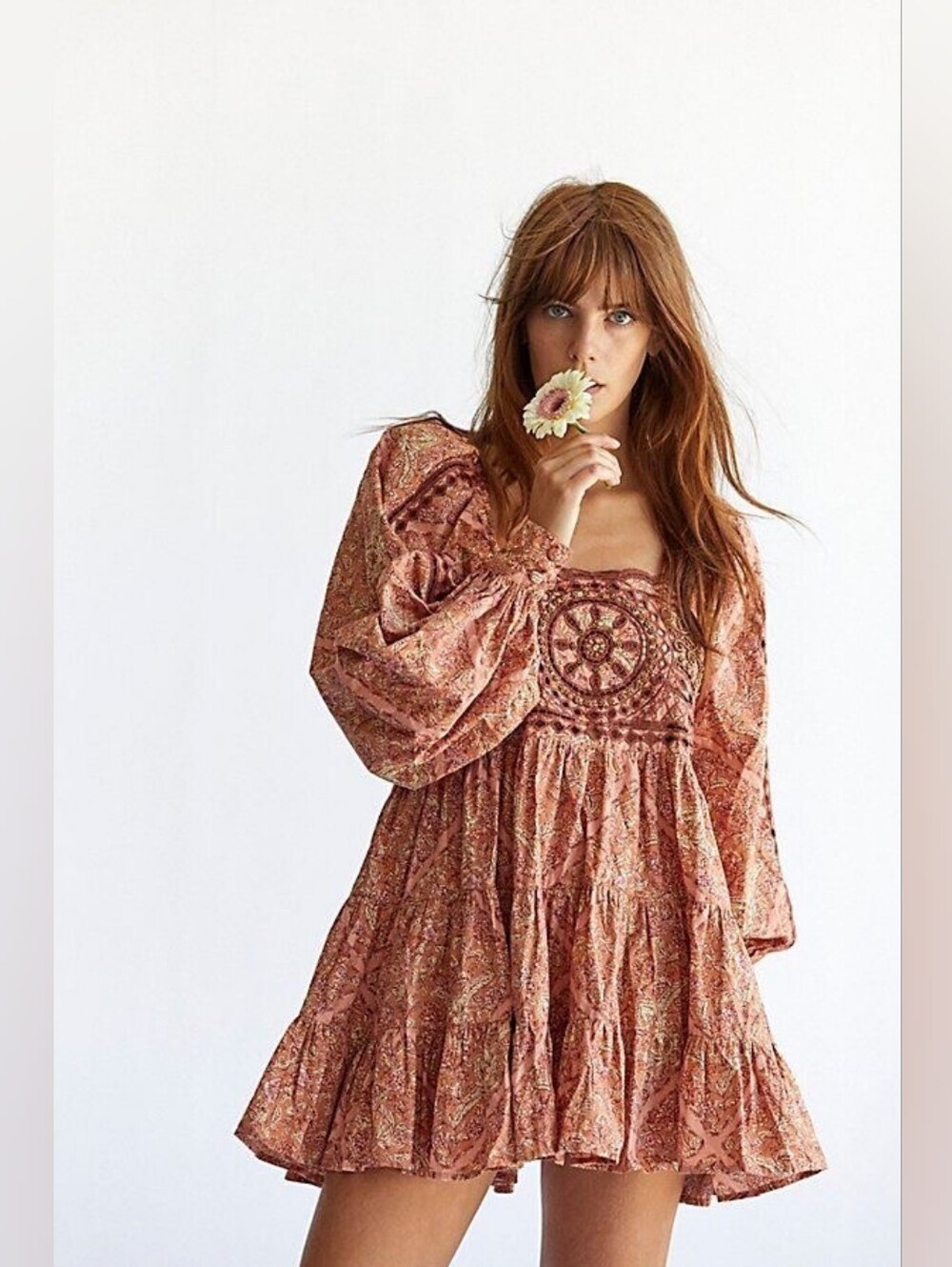 Free People Marias Beaded & Crochet Mini Dress, Rare, Embroidered Boho, M - Picture 2 of 12